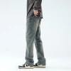 Fashionable and youthful American high street jeans for men # Slimming and form-fitting straight-leg trousers with a sense of design, high-end men's wear Application Scenario